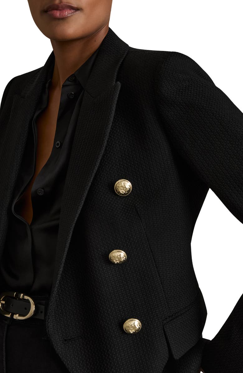 Reiss Tally Double Breasted Wool Blend Blazer, Alternate, color, Black