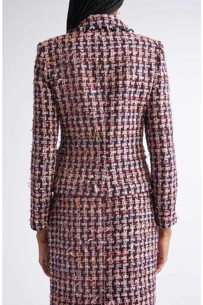 Fringe Houndstooth Tweed Jacket, Alternate, color, BORDEAUX ECRU MULTI