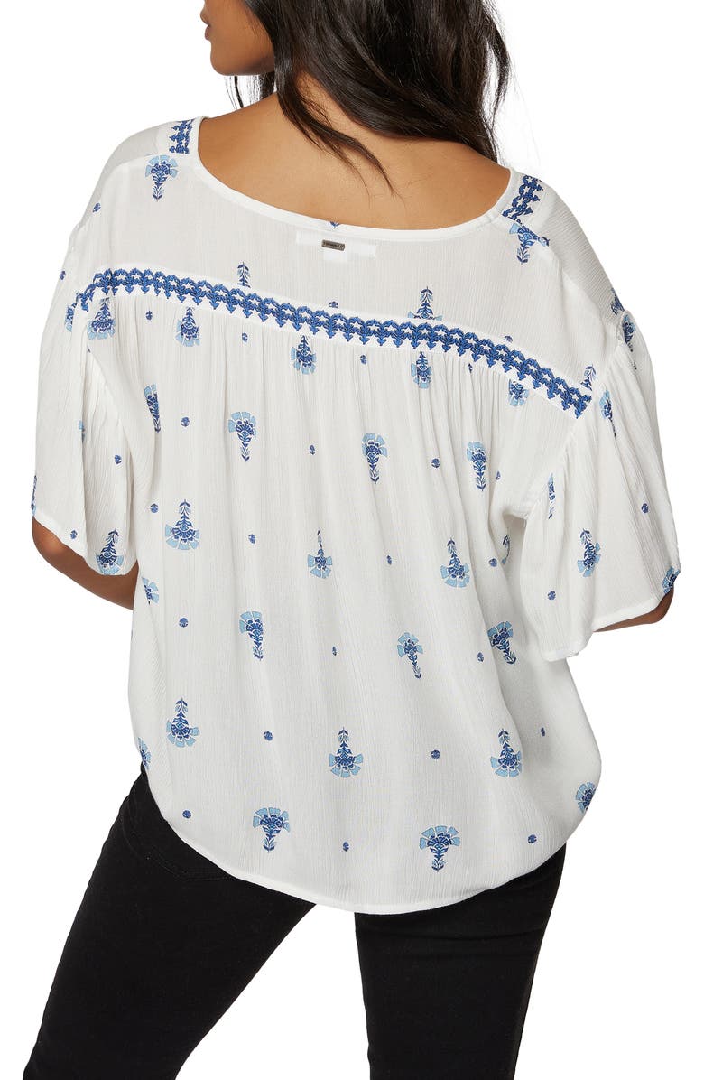 O'Neill Cassis Floral Embroidered Gauze Blouse, Alternate, color, 