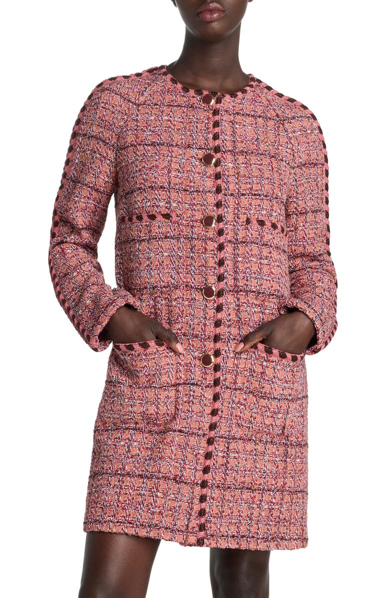 St. John Evening Metallic Tweed Longline Jacket, Main, color, 