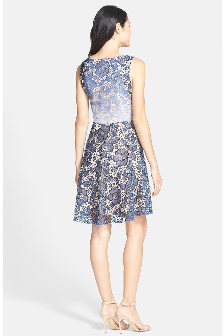 'Futura' Ombré Lace Fit & Flare Dress, Alternate, color, DANUBE