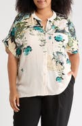 T Tahari Elbow Sleeve Button-Up Shirt