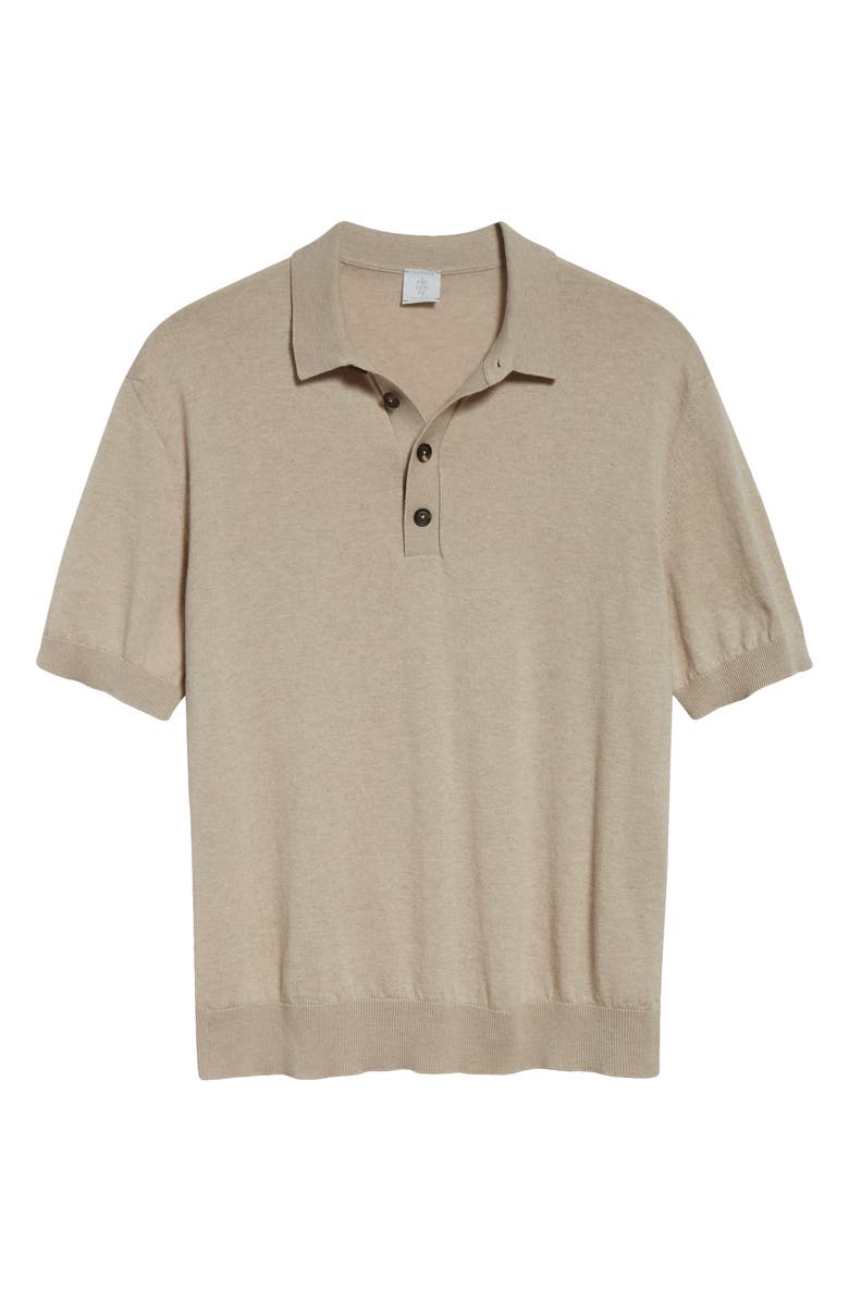 Eleventy Short Sleeve Cotton & Cashmere Polo Sweater, Alternate, color,