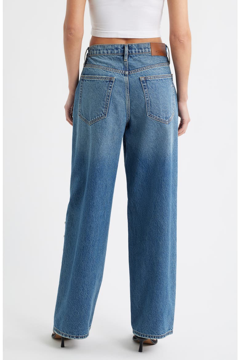 Side Stud Baggy Jeans, Alternate, color, DK.WASH