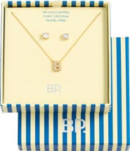 BP. Initial Pendant Necklace & Stud Earrings Set