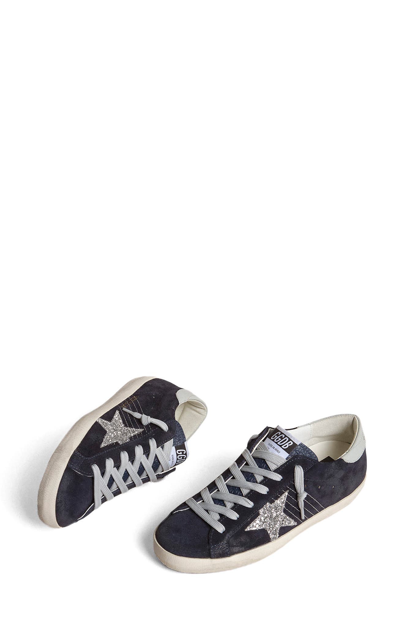 Golden Goose Super-Star Low Top Sneaker, Alternate, color, Navy Blue/ Silver/ Light Gray