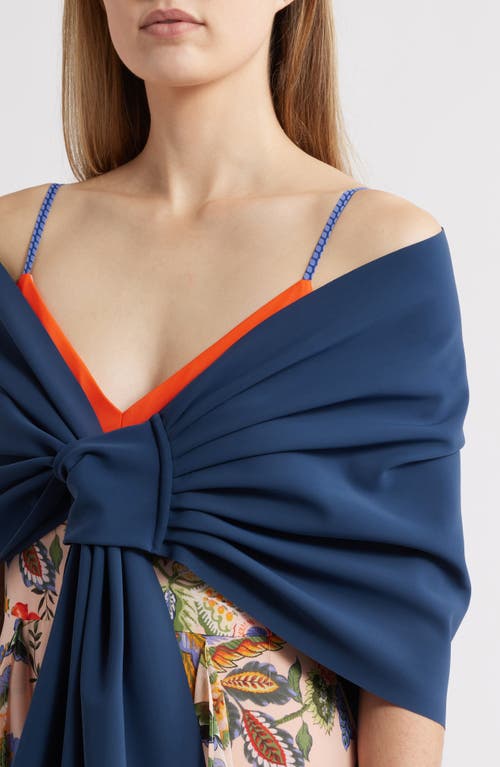 Shop Chiara Boni La Petite Robe Eva Tie Front Shawl In Arctic Blue