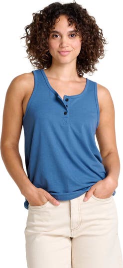 売れ筋商品|||ドード アンドコー カットソー トップス レディース Piru Henley TankTop - Women's Pacific Blue Women's Toad&Co Piru Henley Tank Top | Zappos.com