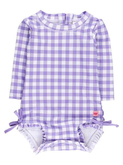 Baby Girls Gingham Long Sleeve UPF50+ One Piece Rash Guard