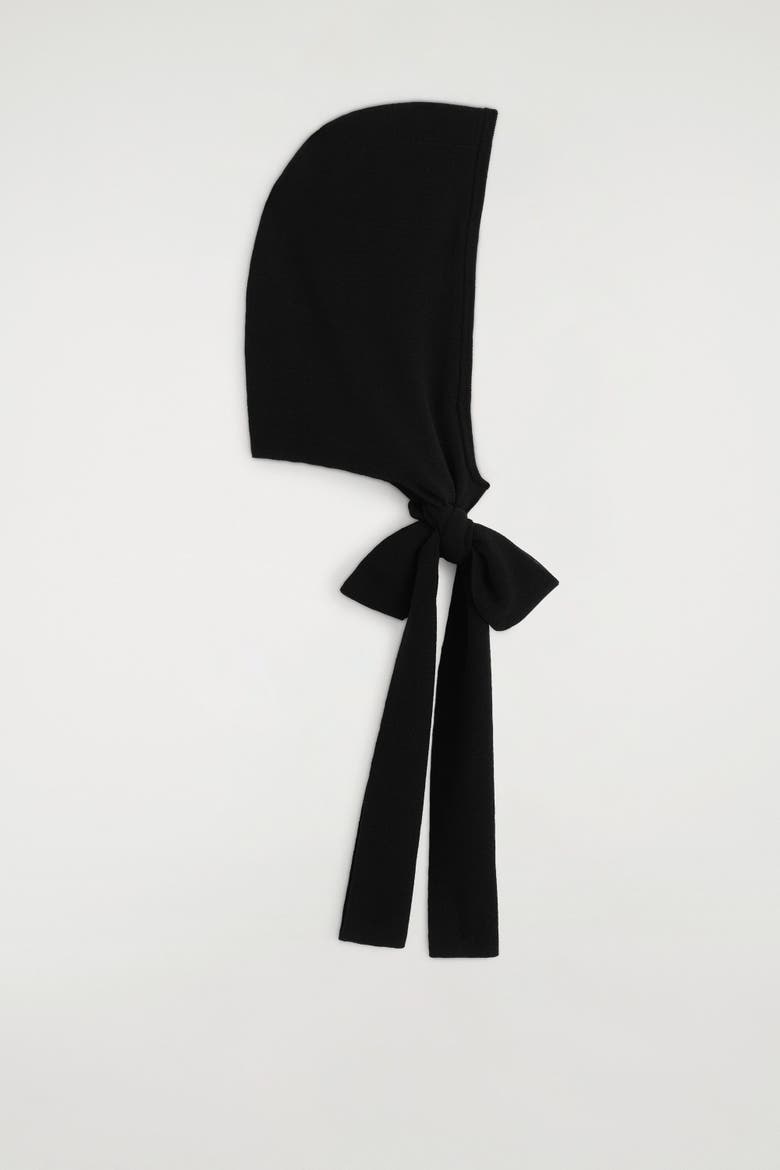 Merino Wool Hooded Scarf, Alternate, color, BLACK