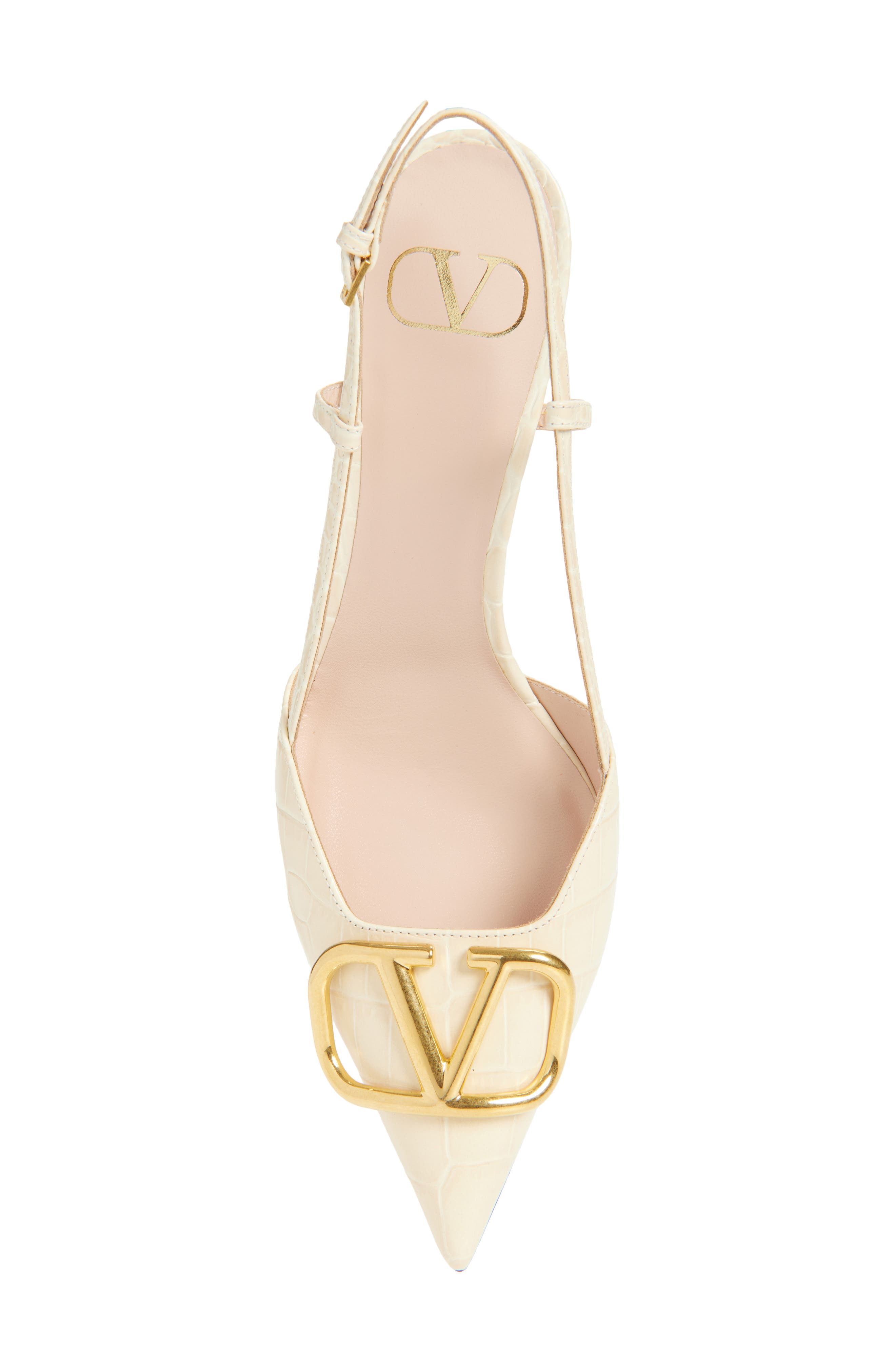 VLOGO Signature Croc Embossed Slingback Pump, Alternate, color, BUTTER WHITE