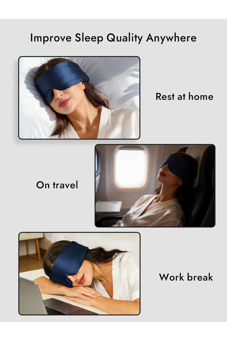 Elegant One Piece Silk Sleep Eye Mask, Alternate, color, DarkBlue