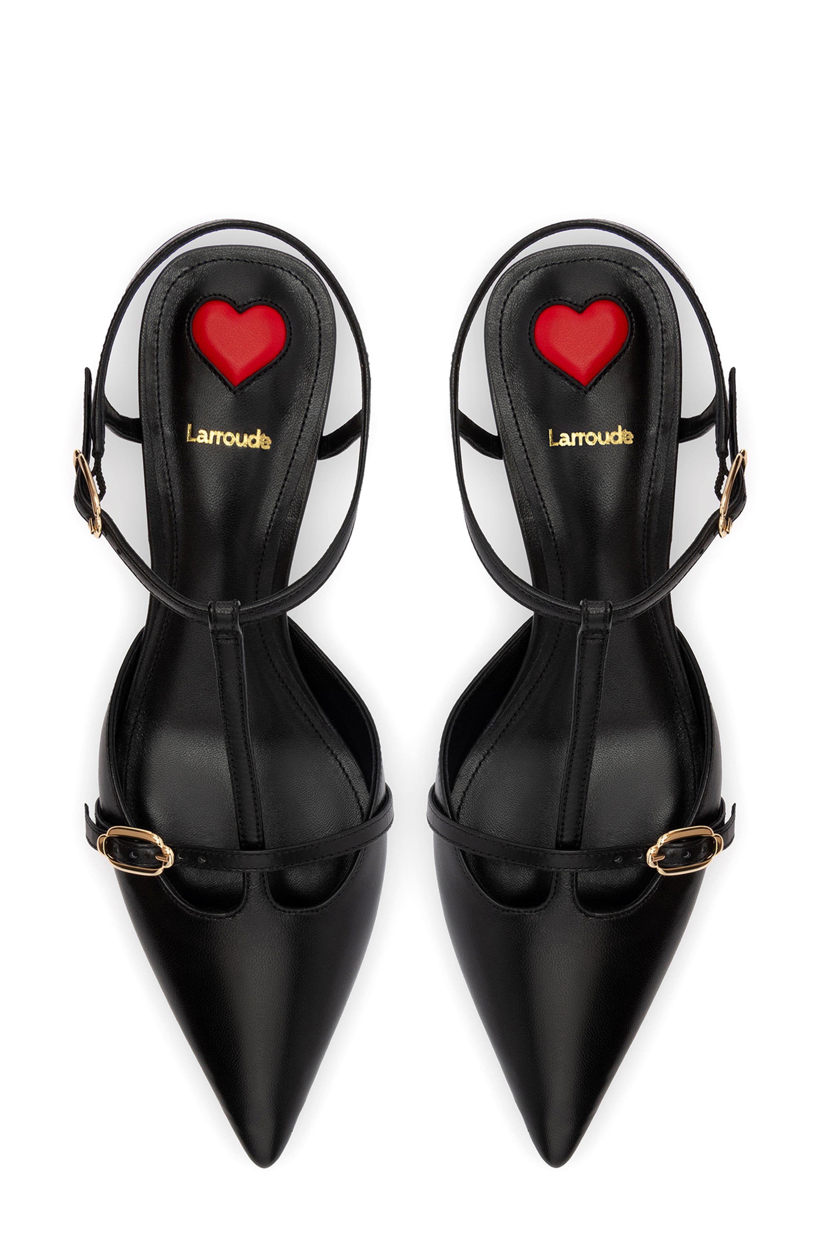 Larroudé Grace Ankle Strap Pointed Toe Kitten Heel Pump, Alternate, color, 