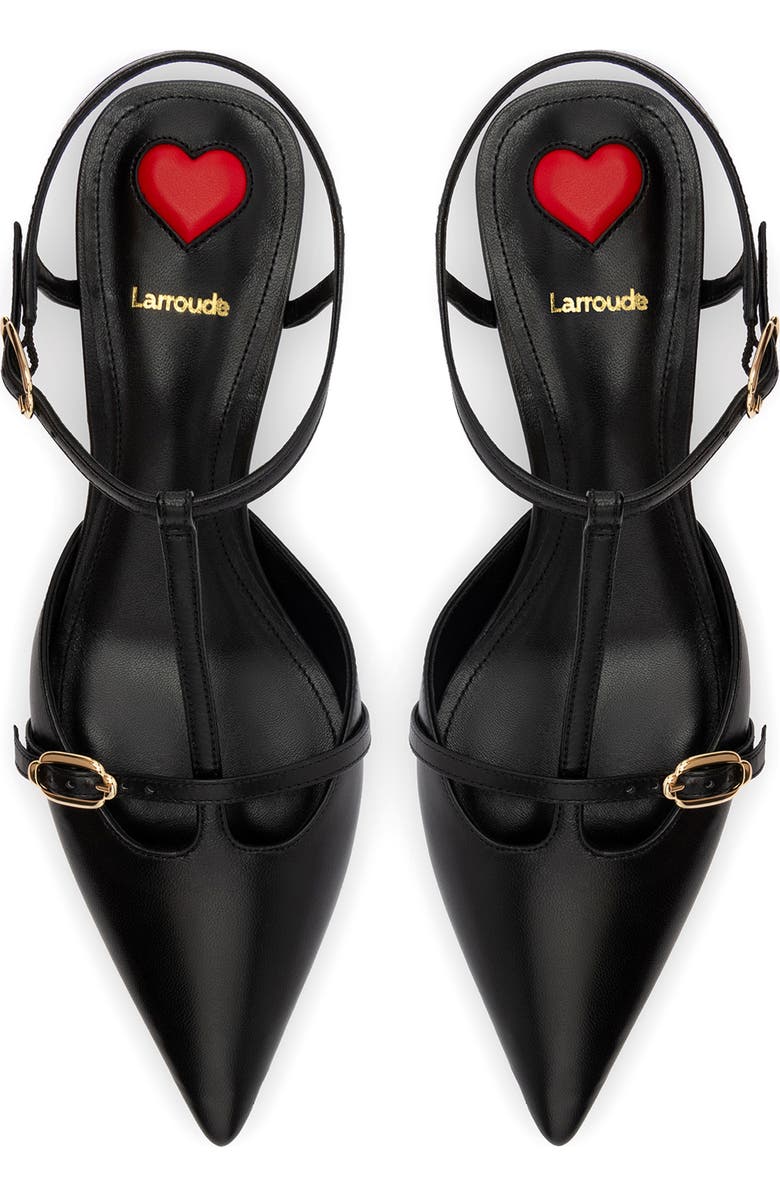 Larroudé Grace Ankle Strap Pointed Toe Kitten Heel Pump, Alternate, color,