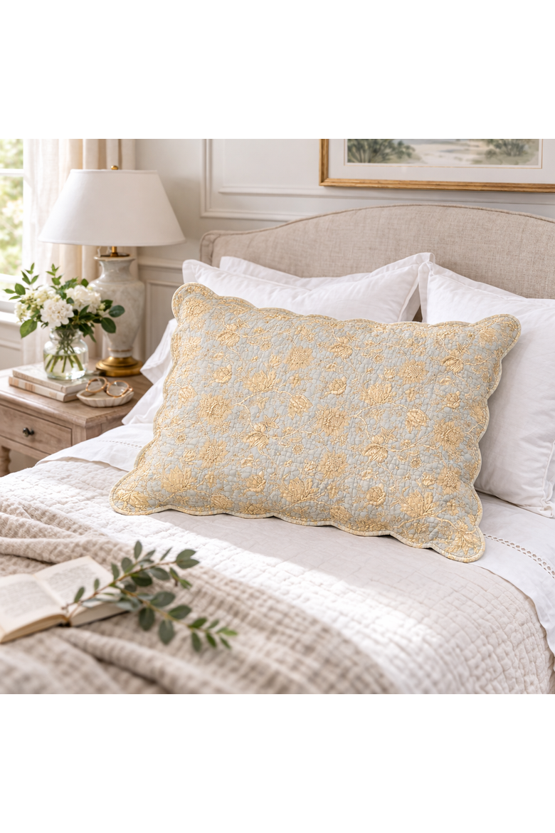 Berkley Blue Vintage 100% Cotton Standard Pillow Sham 20" x 26", Alternate, color, Blue