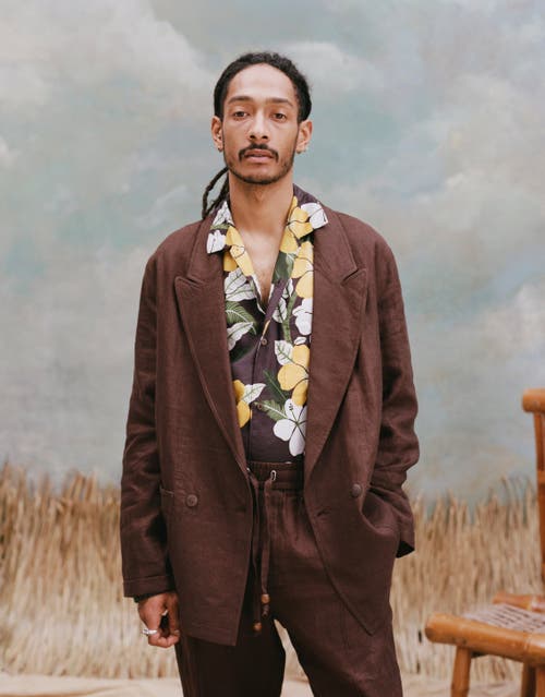 Tombolo Easy-going Jacket In Brown Linen
