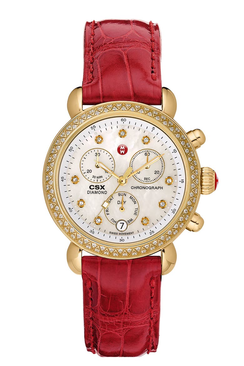 'CSX-36 Diamond' Diamond Dial Gold Plated Watch Case, 36mm, Alternate, color, GOLD