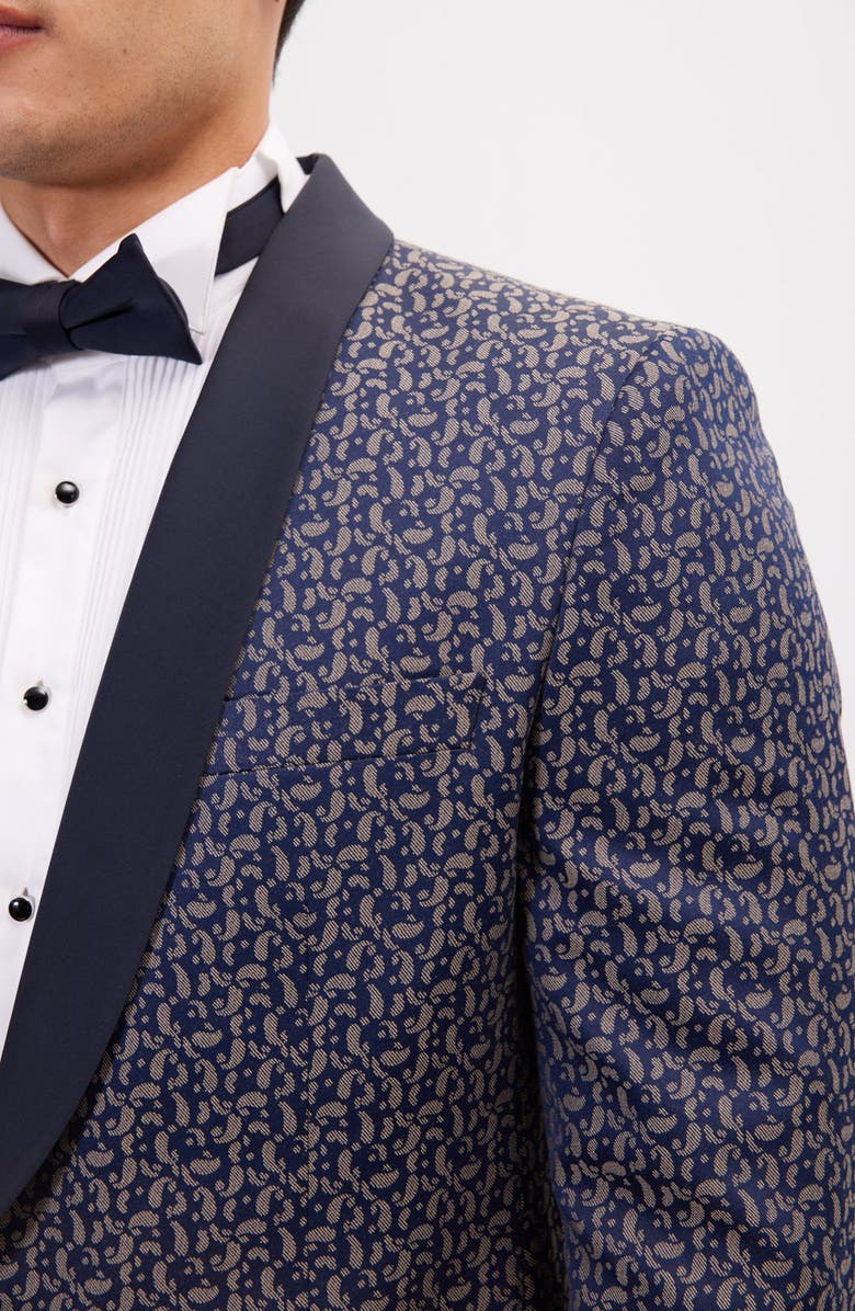 RON TOMSON Contrast Shawl Lapel Tuxedo Jacket, Alternate, color, Navy Beige