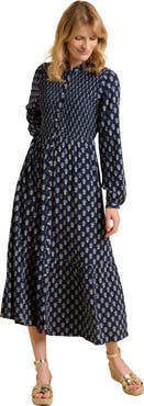 Brakeburn Lark Long Sleeve Button Midi Dress