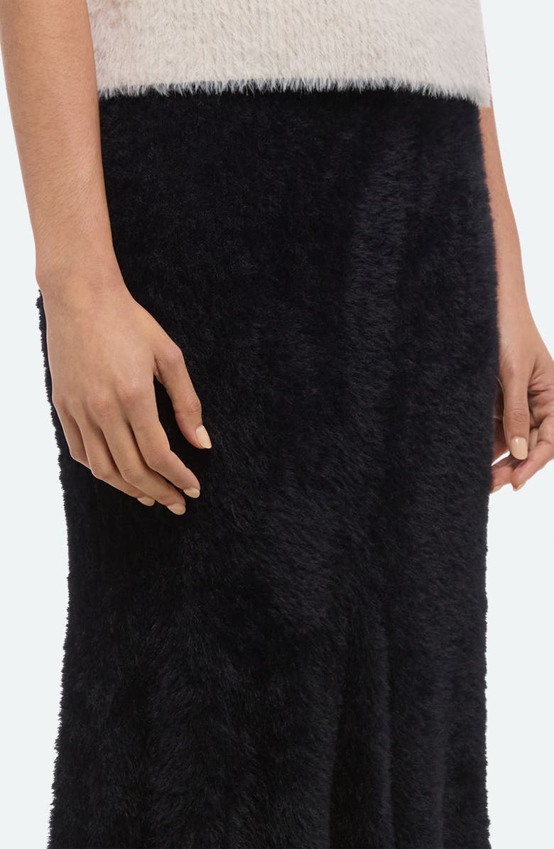 Helmut Lang Grunge Faux Fur Maxi Skirt, Alternate, color, Black