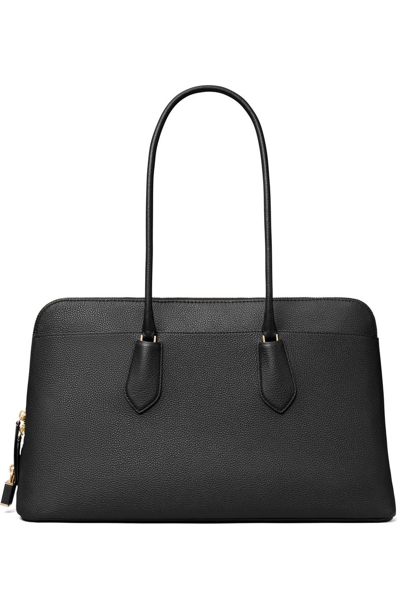 Tory Burch Lock Leather Satchel, Main, color, Black