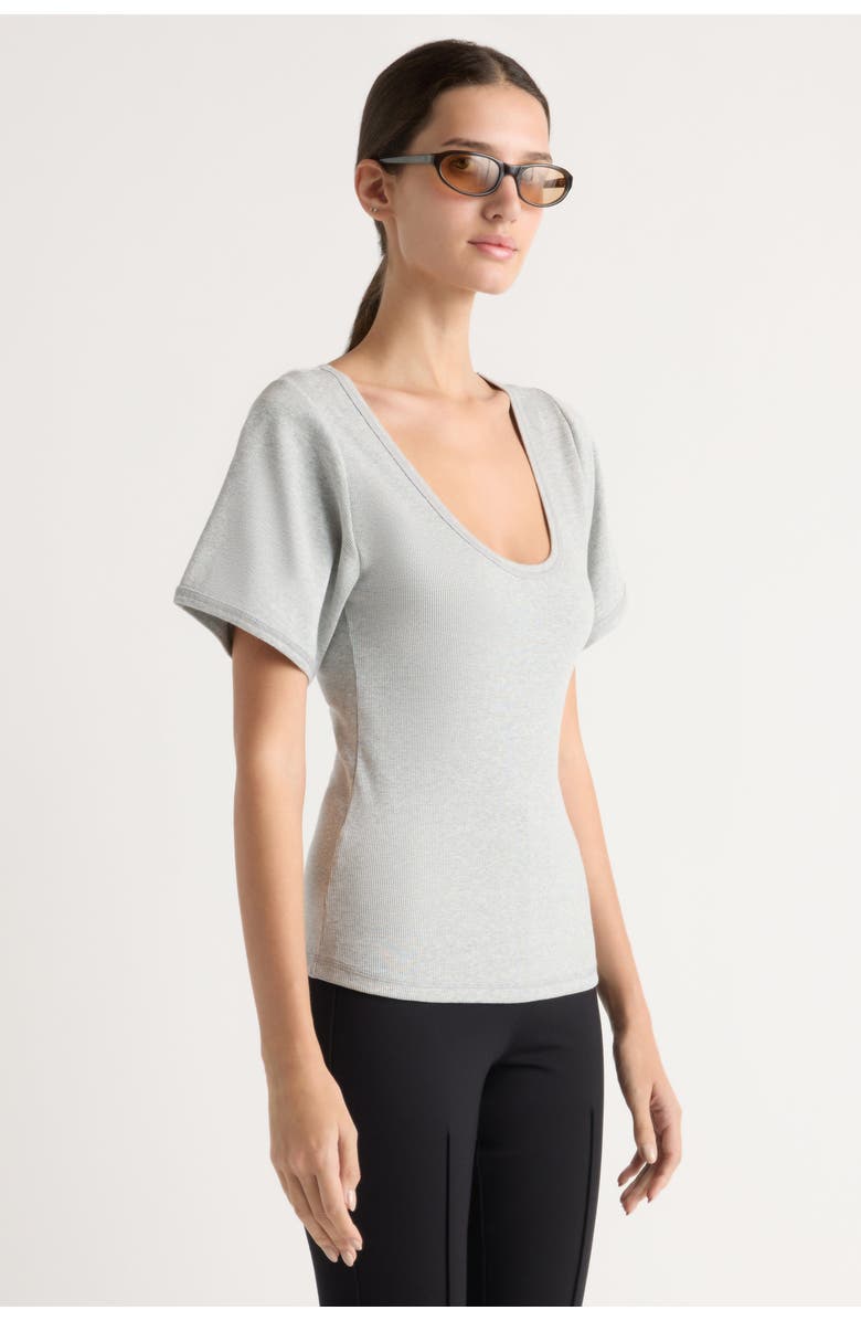 Modern Citizen Renee Sculpted Scoop-Neck Tee, Main, color, Heather Grey