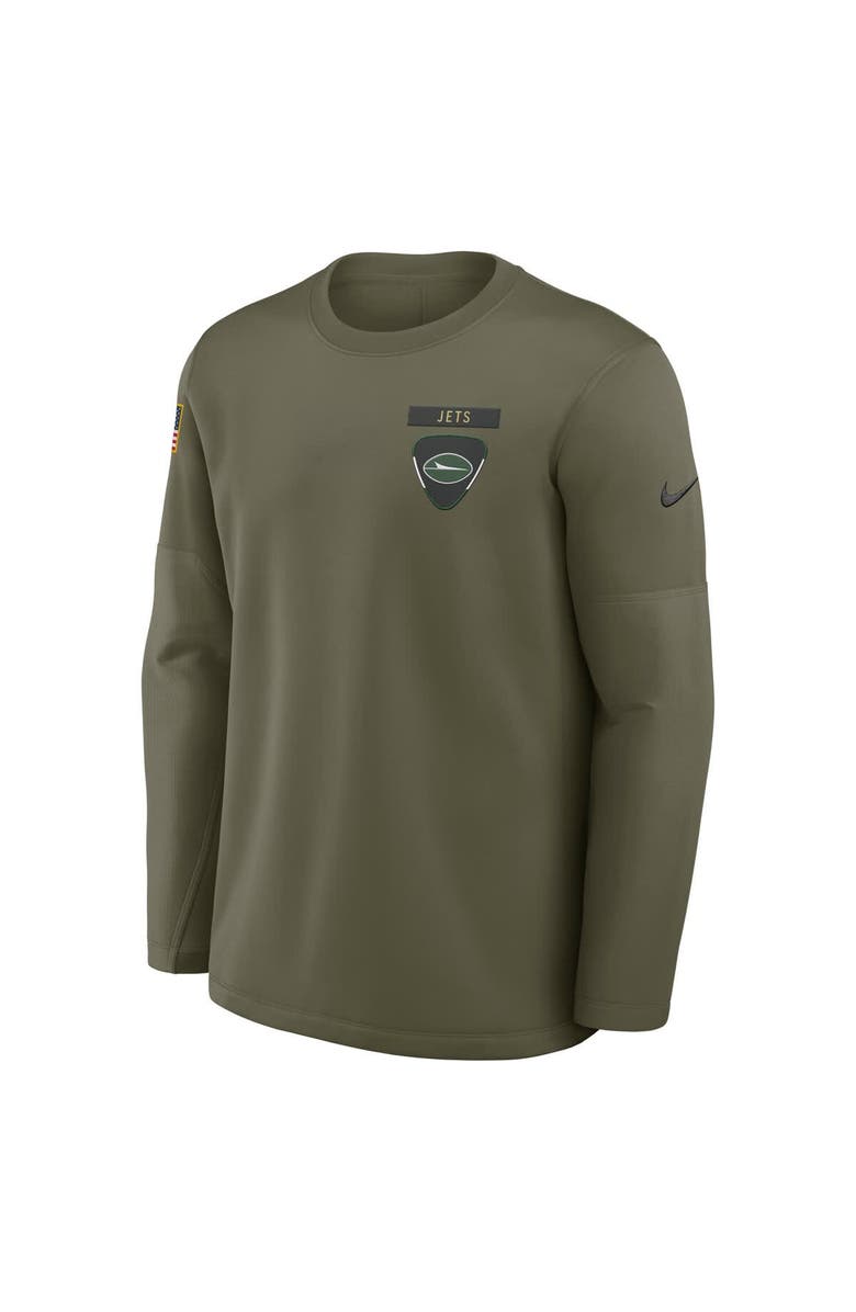 Nike Men's Nike Olive New York Jets 2025 Salute to Service Sideline Coaches Therma-FIT Long Sleeve Shirt, Alternate, color, Olive