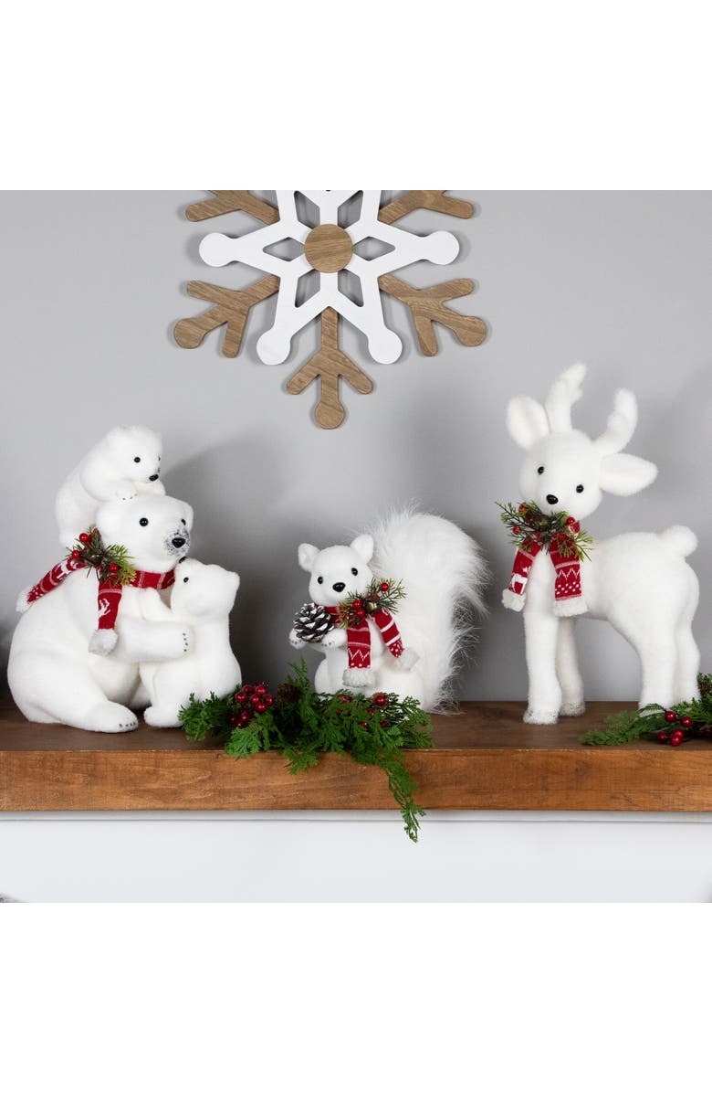 Northlight Winter Squirrel with Pinecone and Bell Christmas Figurine - 9" - White, Alternate, color, White
