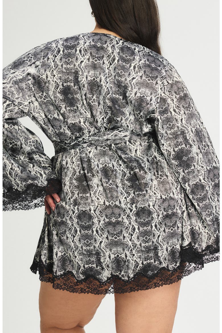 Satin Secrets Sleep Short Robe, Alternate, color, WHITE WINE NIOR VIPOR PRINT