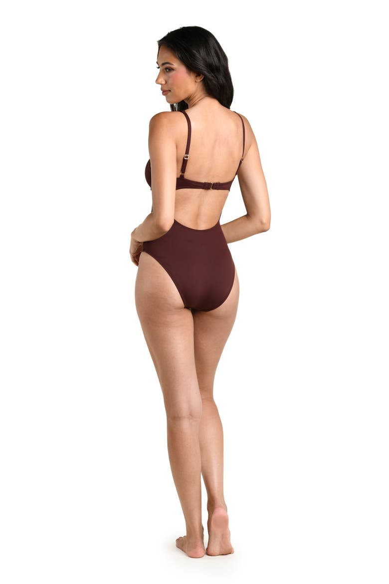 Island Goddess Underwire One-Piece Swimsuit, Alternate, color, JAVA
