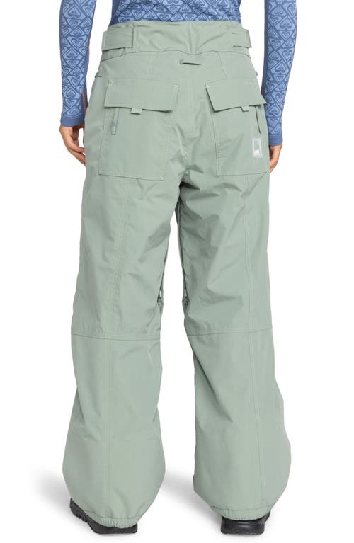 Roxy Chloe Kim Waterproof Shell Snow Pants In Lily Pad Green