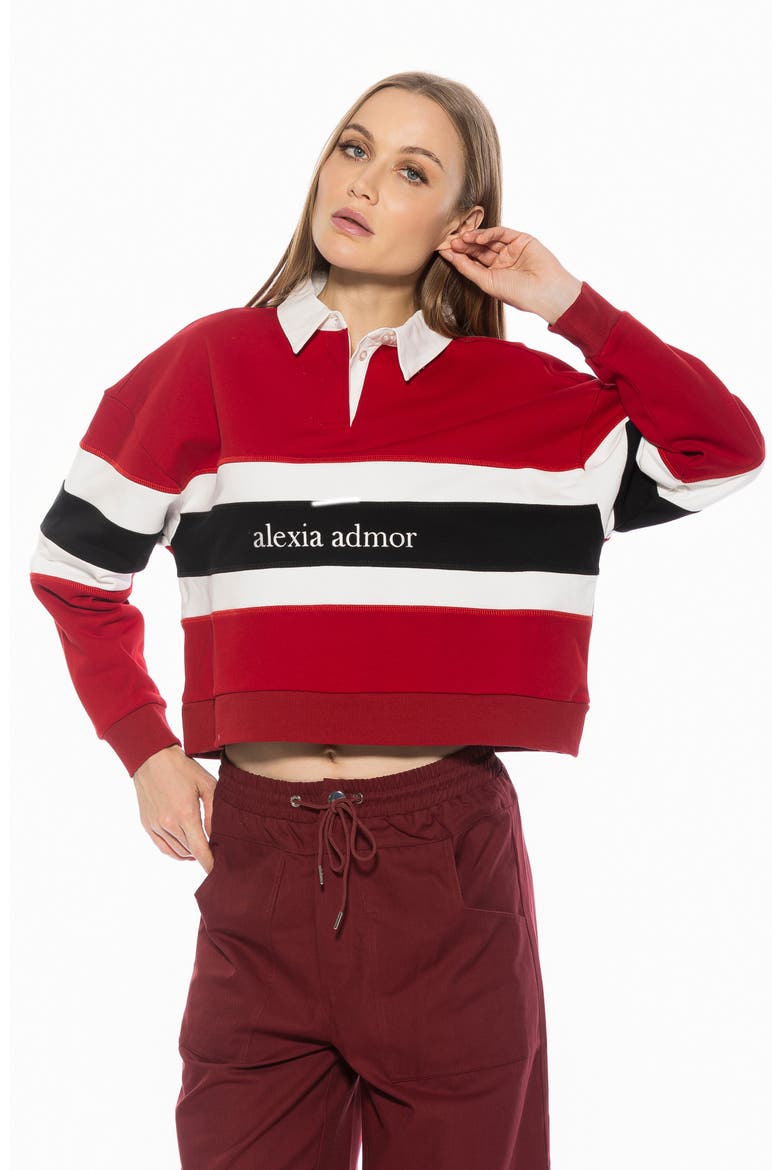 Lucian Branded Rugby Polo Sweatshirt, Alternate, color, BURGUNDY MULTI