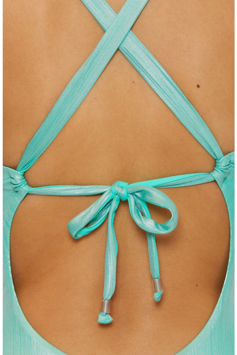 Origami Cutout One-Piece Swimsuit, Alternate, color, AQUA SEA