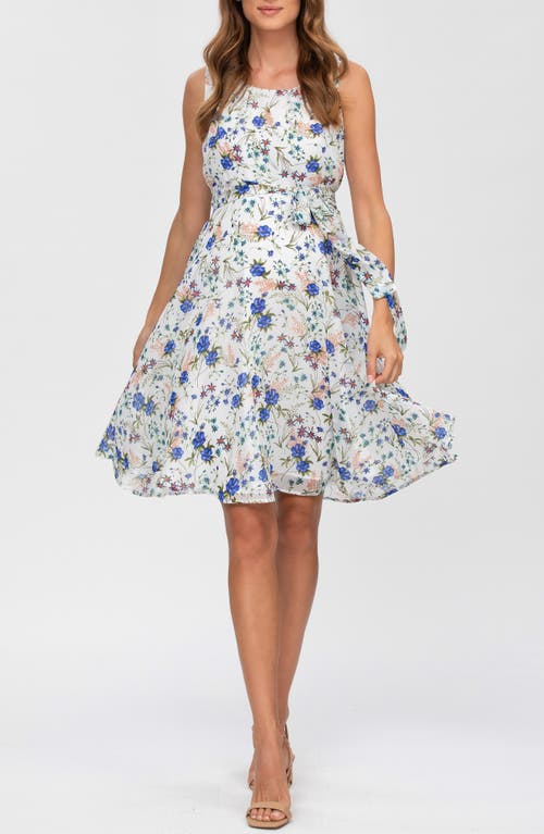 Pietro Brunelli Tie Waist Chiffon A-line Maternity Dress In White