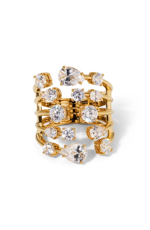 Nadri Hollywood Multi Row Cubic Zirconia Ring In Gold