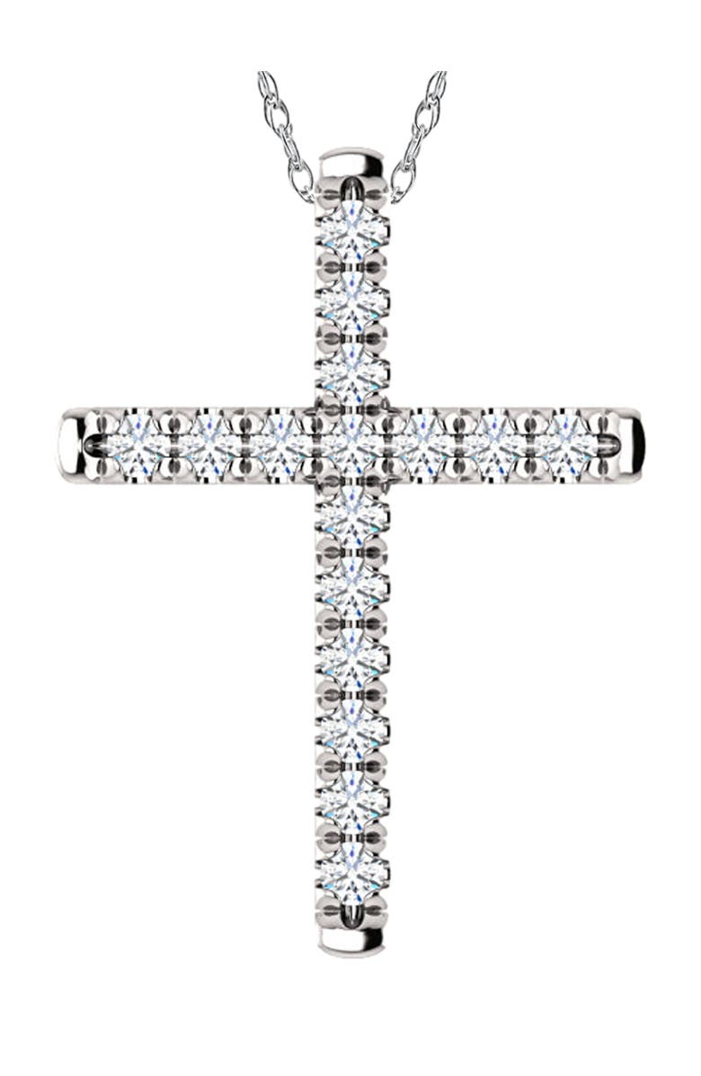 Bliss Diamond 1/2 Ct EX3 Lab Grown Diamond Cross Pendant Necklace 1" Tall 14k Gold, Main, color,