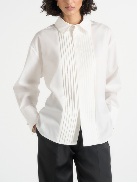 Hope Oversized Pleated Tuxedo Cotton Shirt