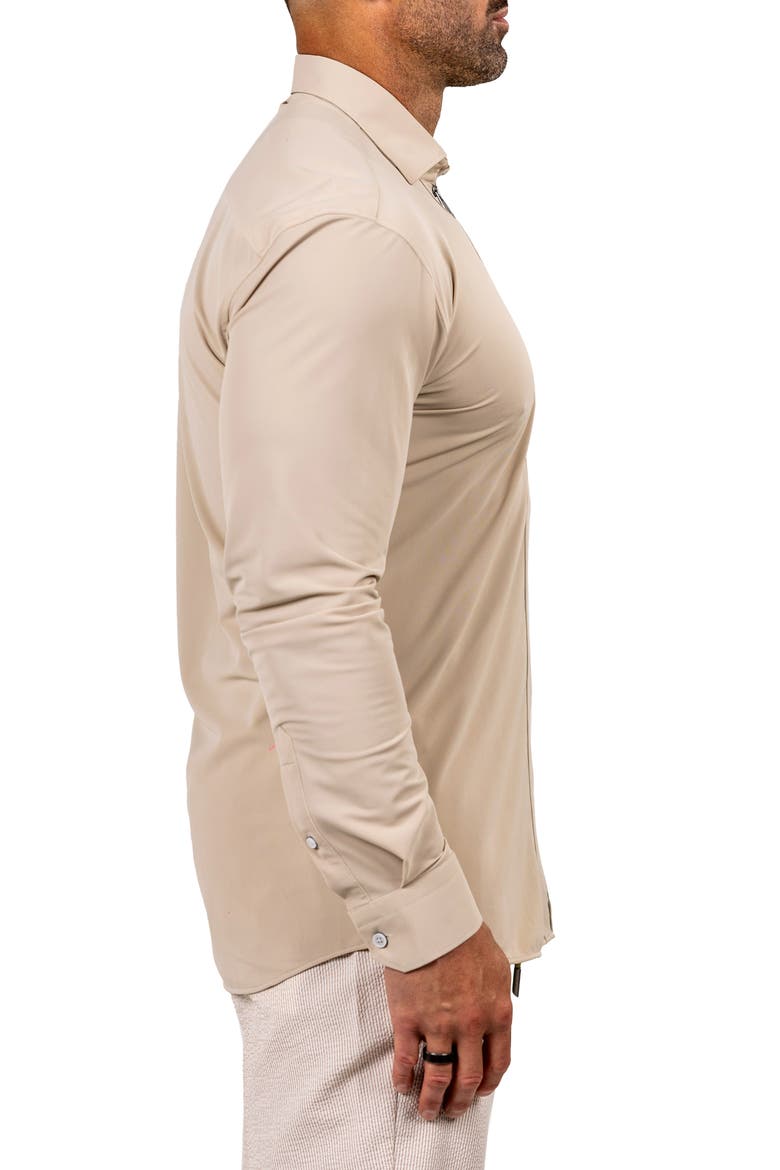 FibZip Marthyr Knit Zip-Up Shirt, Alternate, color, BROWN