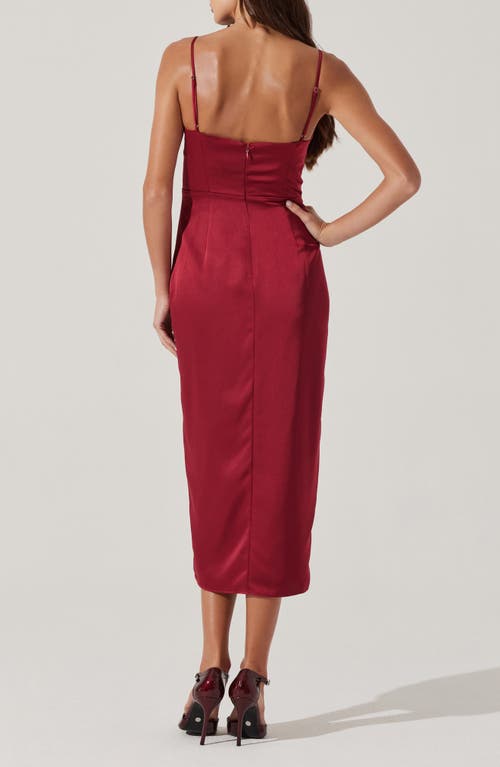 Astr The Label Satin Corset Midi Dress In Wine