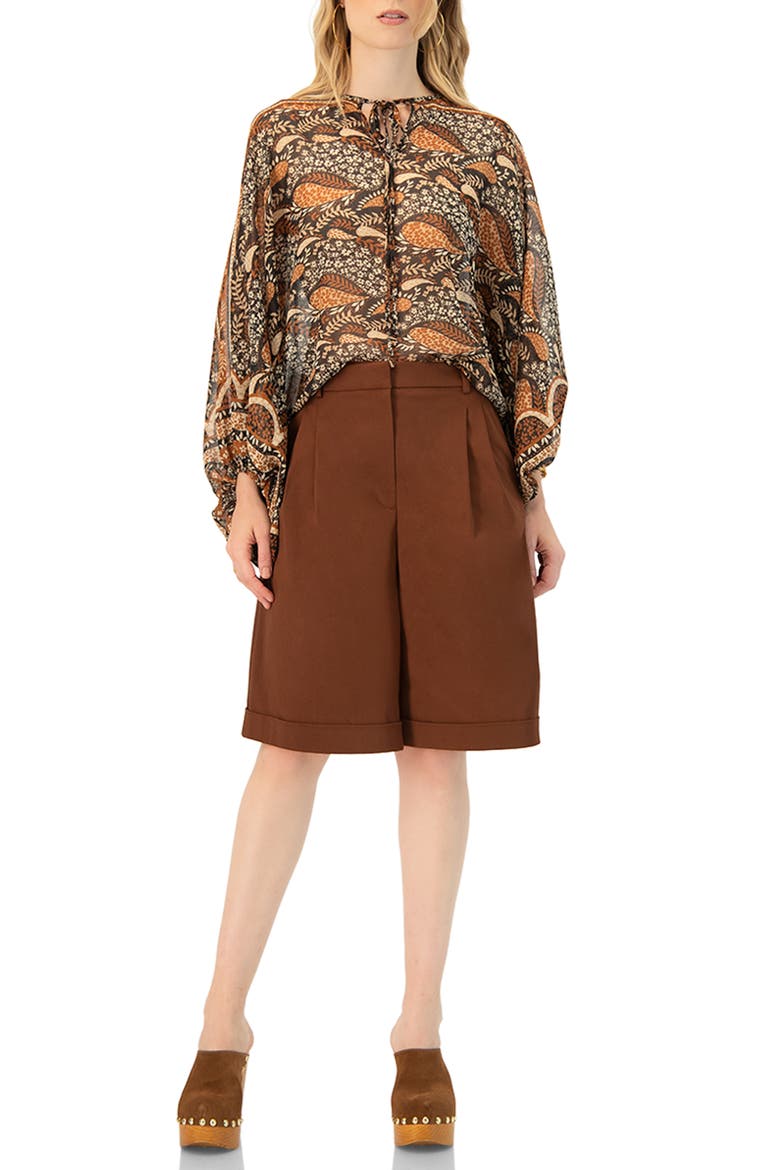 Tailored Bermuda Shorts with Pockets, Alternate, color, Brown