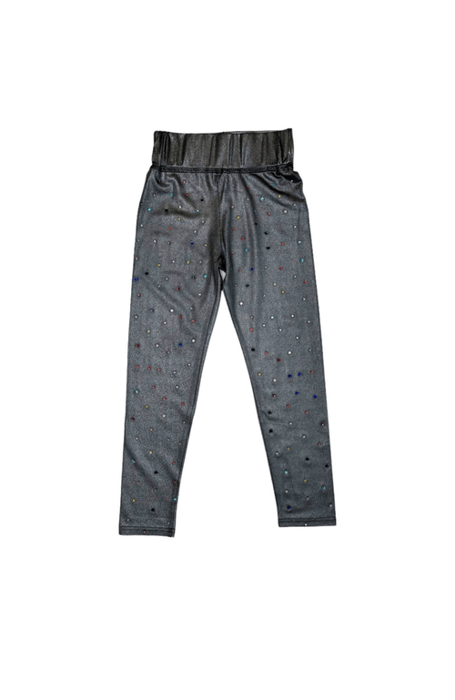Lola + The Boys Rainbow Crystal Shimmer Leggings In Gray