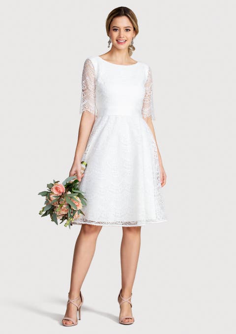 Evie 3/4 Sleeve Knee Length Lace Dress