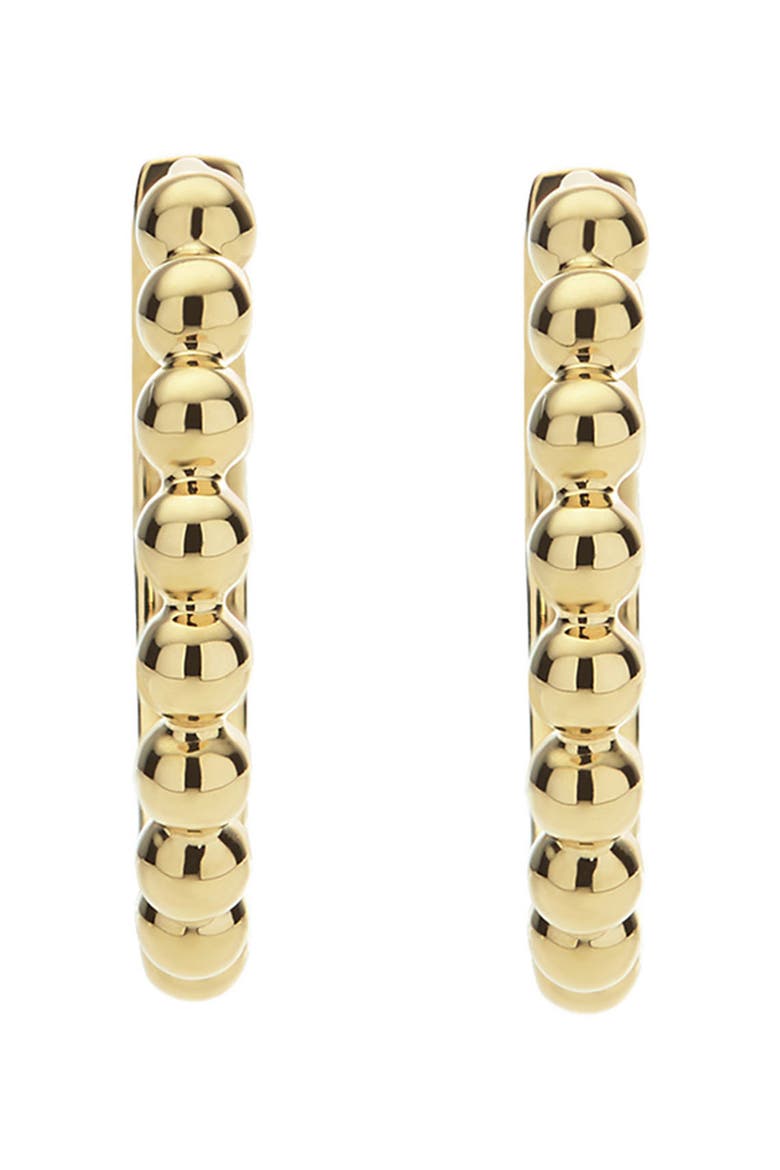 18K Gold Caviar Half Bead Hoop Earrings, Alternate, color, GOLD