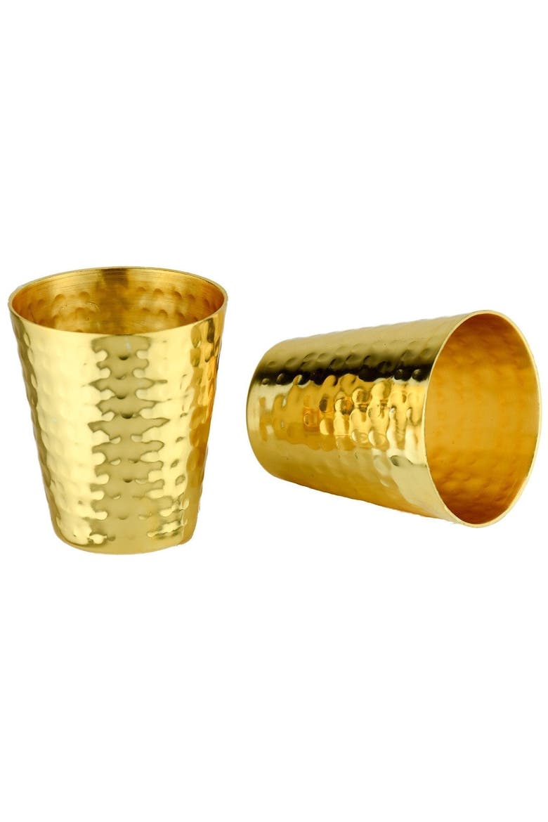 Hammered Copper Shot Glasses w/ 24K Gold-Plate, Main, color, Copper