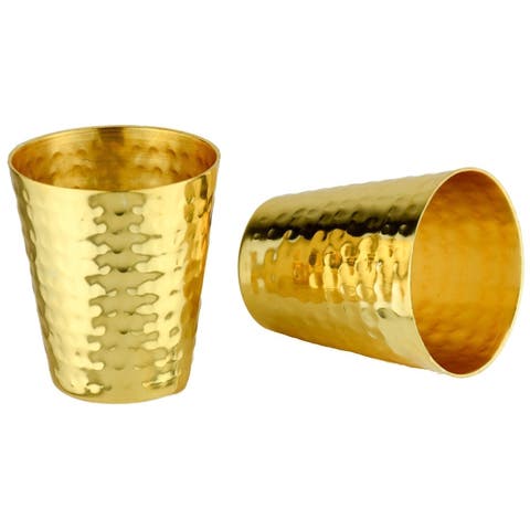 Hammered Copper Shot Glasses w/ 24K Gold-Plate