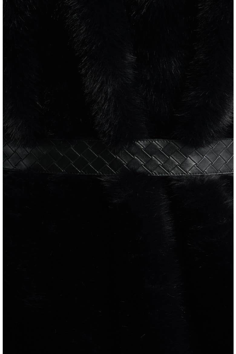 Belted Faux Fur Vest, Alternate, color, BLACK