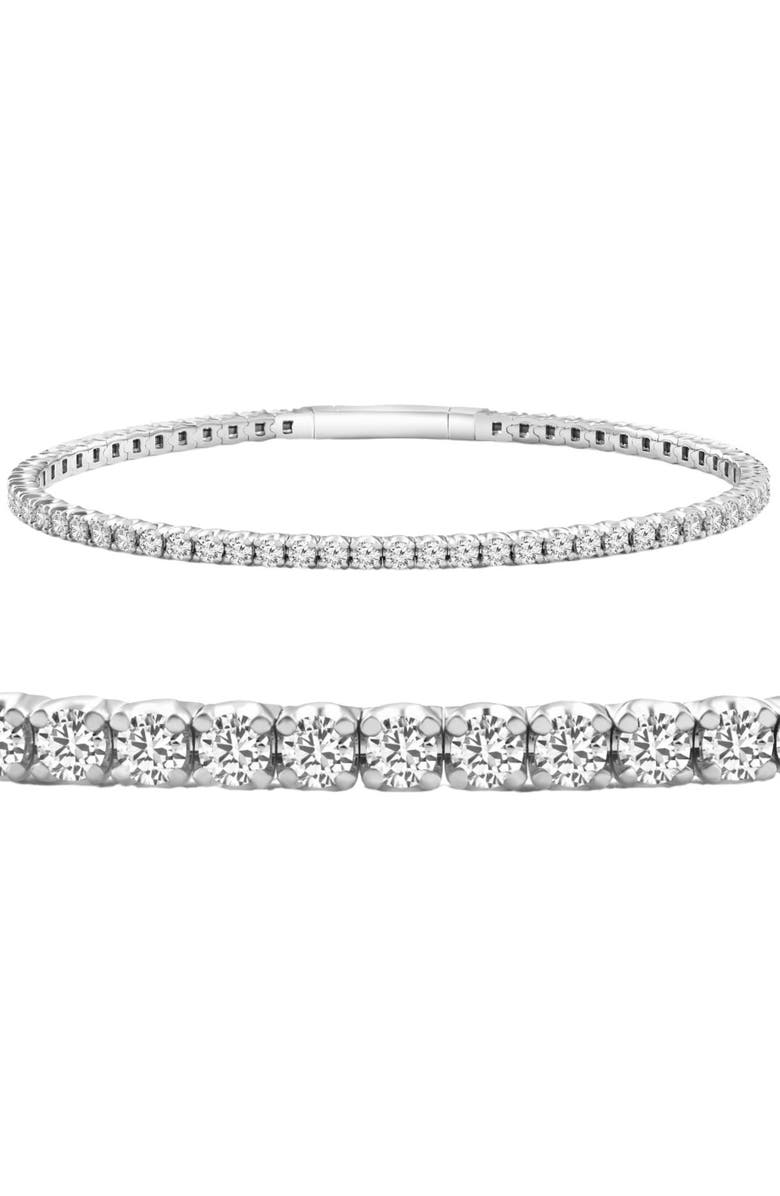 Bliss Diamond 3Ct Round Diamond Flexible Oval Bangle Women's Bracelet 14k Gold Lab Grown, Main, color, 14K White Gold