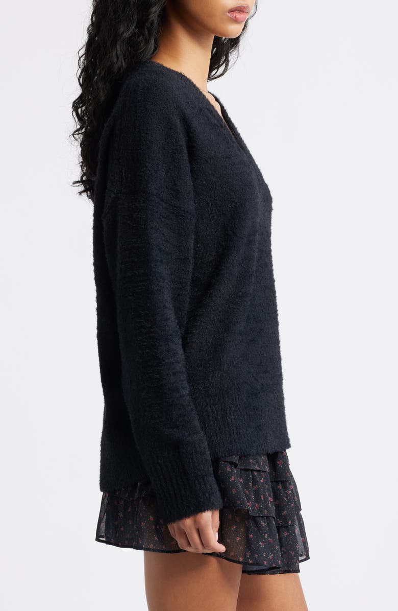 BP. Fuzzy V-Neck Sweater, Alternate, color, Black