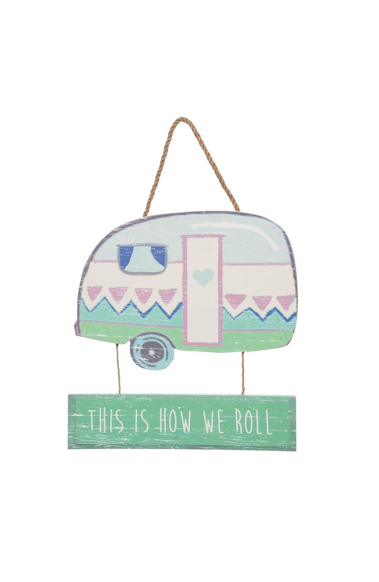 Beachcombers Cutesy Camper Wall Hanging Plaque Sign, Main, color, Green