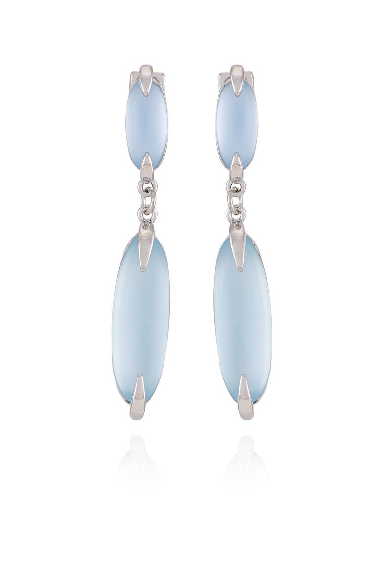 Blue & Green Glass S Silver- Drop Earrings, Alternate, color, 14K Gold Plated